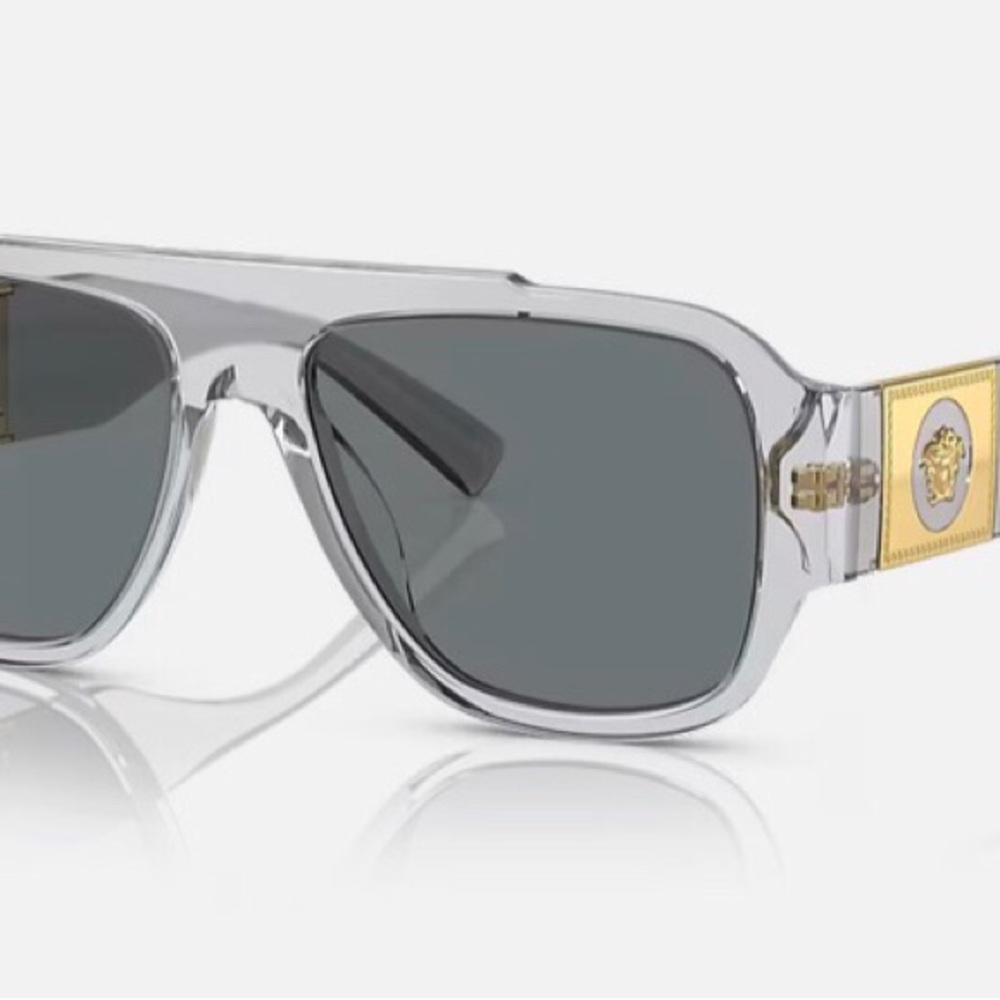 Versace Gray and Gold Sunglasses with Bold Design